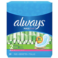 Always Maxi, Size 2, Super Pads Wingless, 39 Ct - Water Butlers