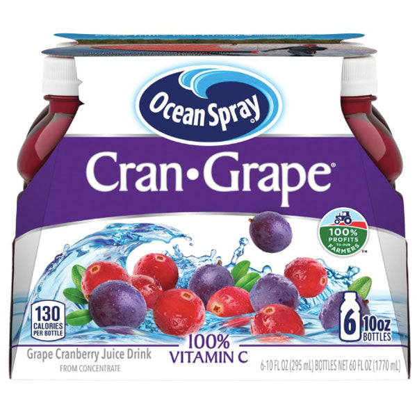 Ocean Spray Cran Grape Juice, 10 Fl Oz, 6 Count - Water Butlers
