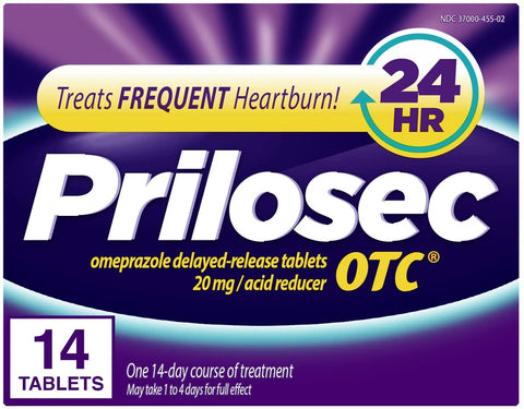 Prilosec OTC, Omeprazole Delayed Release, Acid Reducer, Treats Frequent Heartburn for 24 Hour Relief*, #1 Doctor Recommended Brand**, 14 Tablets