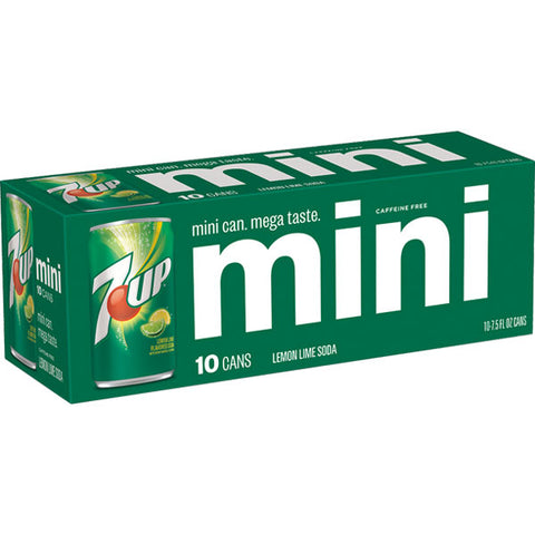 7UP Lemon Lime Soda, 7.5 fl oz Mini Cans, 10 pack