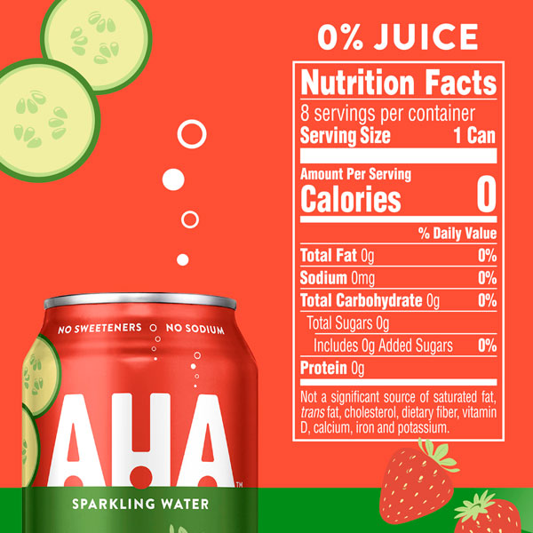 AHA Lime and Watermelon Sparkling Water, 12 fl oz, 8 Cans 