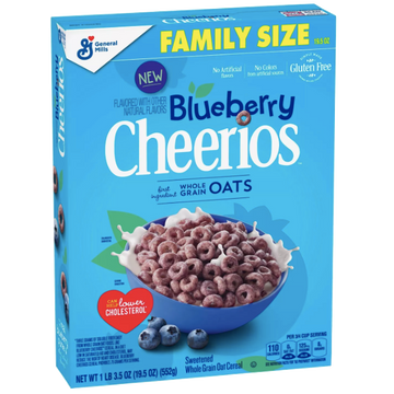 Blueberry Cheerios Breakfast Cereal, Family Size, 19.5 oz