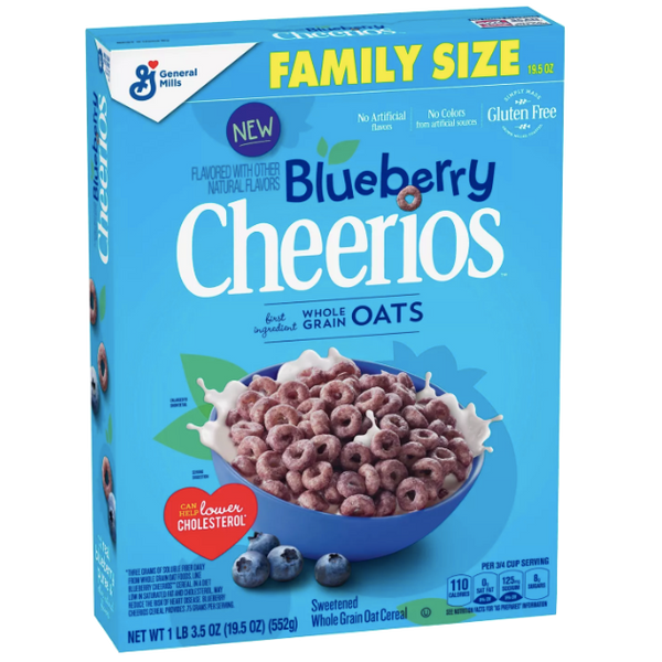 Blueberry Cheerios Cereal, Family Size, 19.5 oz - Water Butlers