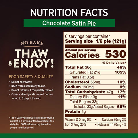 Marie Callender's Chocolate Satin Pie Frozen Dessert, 25.6 oz.