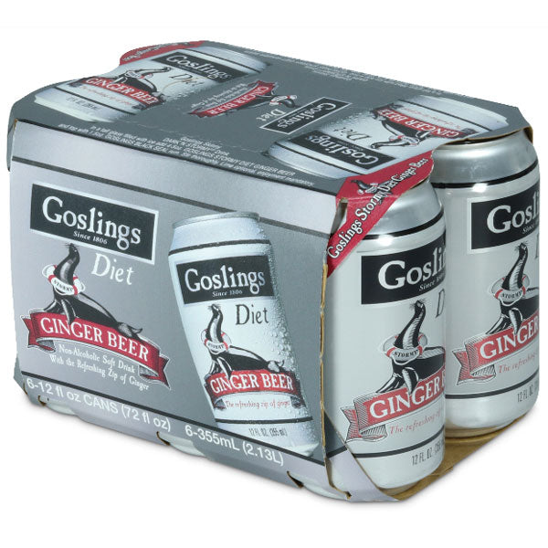 Goslings Diet Ginger Beer 12 fl oz Cans, 6 Ct - Water Butlers