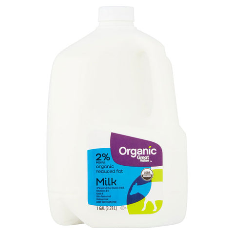 Great Value Organic 2% Reduced Fat Milk, 1 Gallon