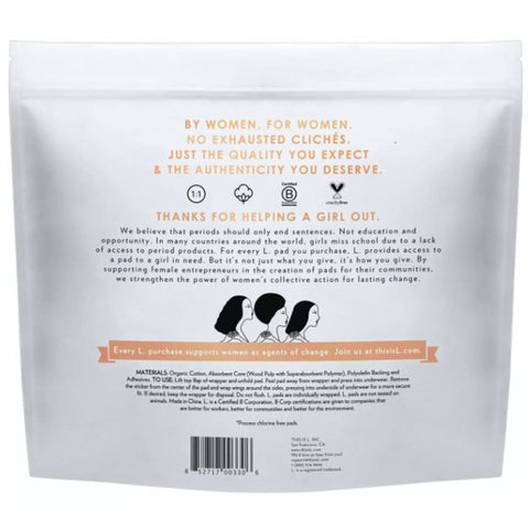 L. Organic Cotton Topsheet Ultra Thin Overnight Absorbency Pads