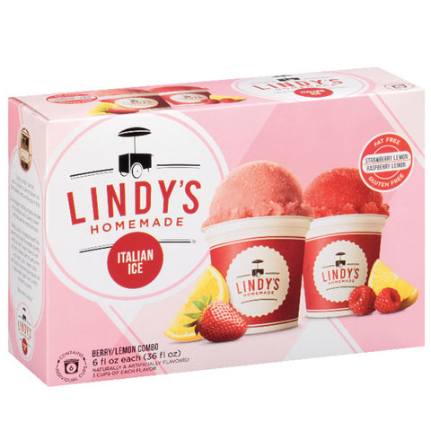 Lindys Homemade Italian Ice Cream, Berry Lemon Combo 6 Ct - Water Butlers