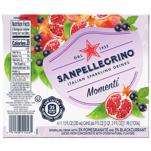 Sanpellegrino Momenti Pomegranate & Blackcurrant, 11.15 oz. 6 Ct - Water Butlers