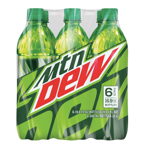 Mountain Dew Original 16.9 fl oz Bottles, 6 Pack - Water Butlers