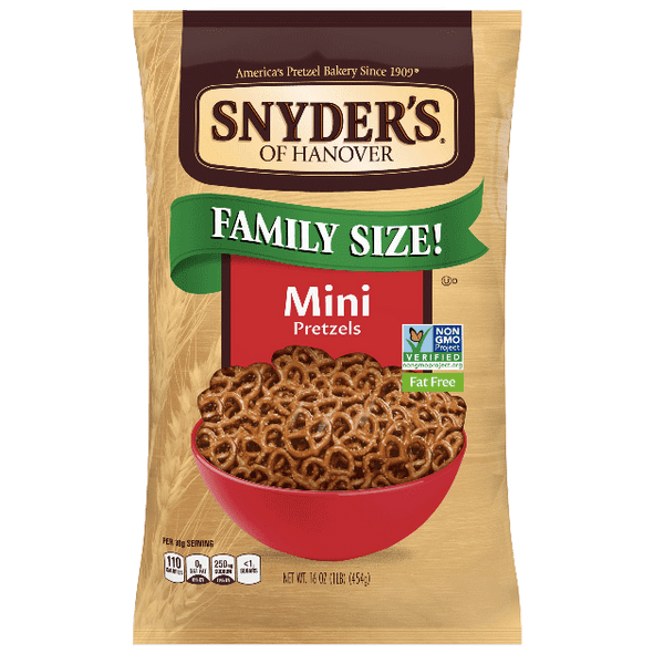 Snyder's Pretzels Family Size, Mini Pretzels 16 Oz - Water Butlers