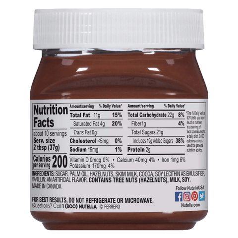 Nutella Ferrero Chocolate Hazelnut Spread, 13 Oz - Water Butlers