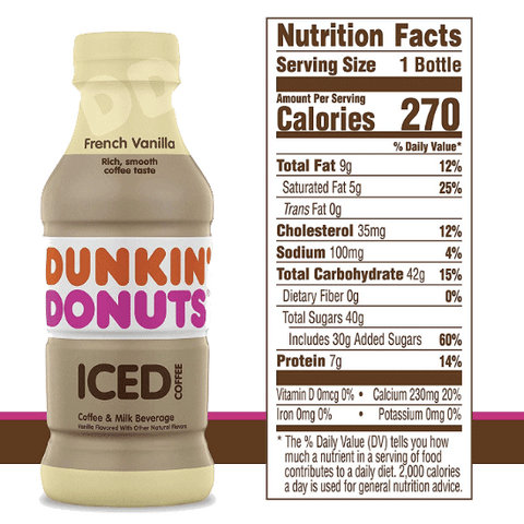 Dunkin' Donuts Iced Coffee, French Vanilla 13.7 fl - Water Butlers