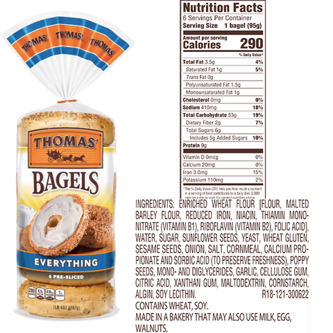 Thomas Bagels, Everything - 6 Ct - Water Butlers