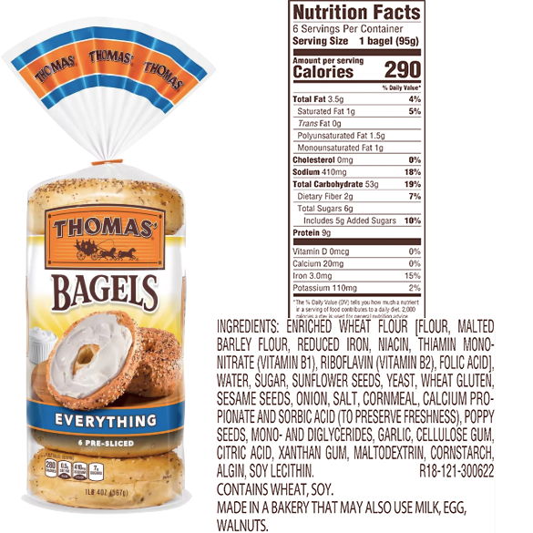 Thomas Bagels, Everything - 6 Ct - Water Butlers