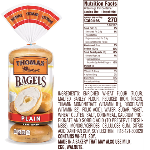 Thomas Bagels, Plain - 6 Ct - Water Butlers