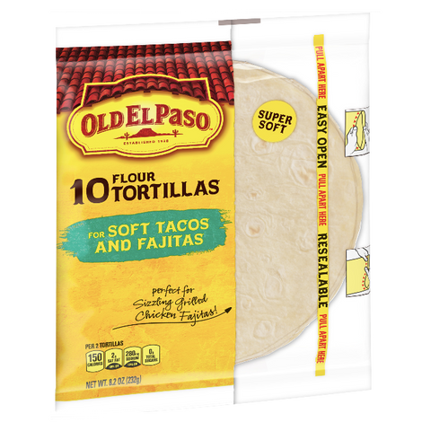 Old El Paso Flour Tortilla, For Soft Tacos, 10 Count - Water Butlers