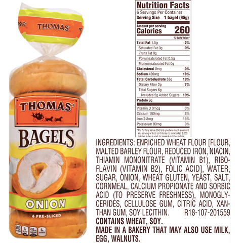 Thomas Bagels, Onion - 6 Ct - Water Butlers