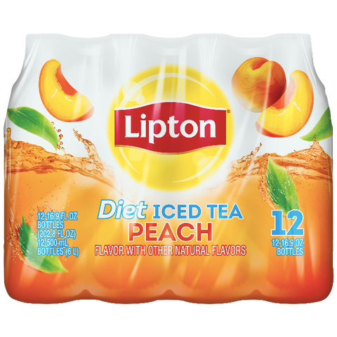 Lipton Diet Peach Iced Tea, 12 Count - Water Butlers