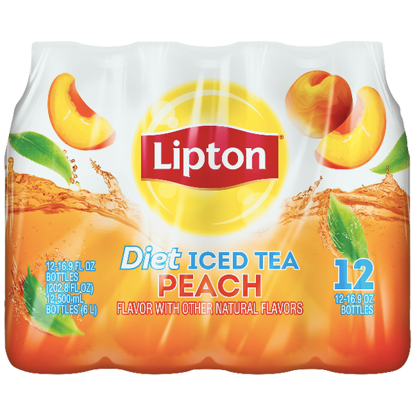 Lipton Diet Peach Iced Tea, 12 Count - Water Butlers