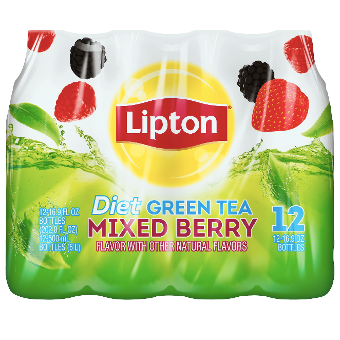 Lipton Diet Green Tea Mixed Berry 16.9 Fl Oz 12 Count Bottle