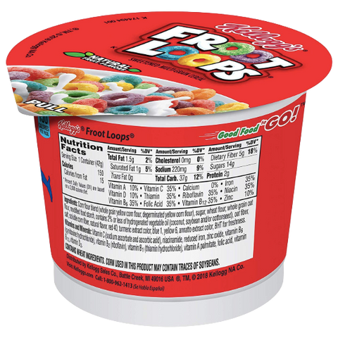 Kelloggs Froot Loops Cereal Cup 1.5 oz - Water Butlers