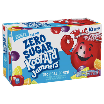 Kool-Aid Jammers, Zero Sugar Tropical Punch, 10 Ct
