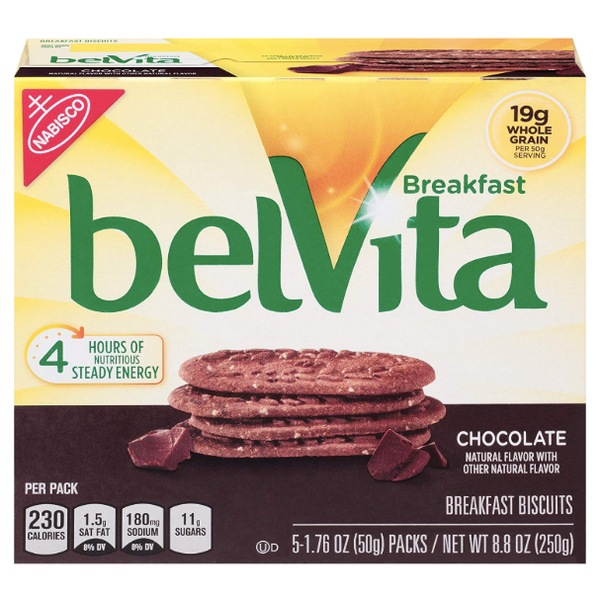 BelVita Breakfast Biscuits, Chocolate, 5 Ct - Water Butlers