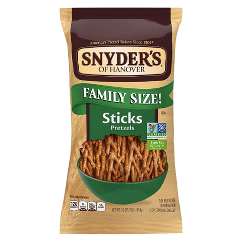 Snyder's Pretzels Family Size, Sticks Pretzels 16 Oz - Water Butlers