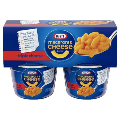 Kraft Mac & Cheese, Triple Cheese - 4Ct - Water Butlers