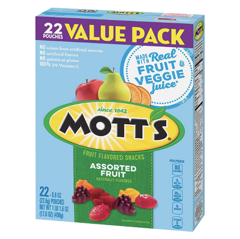 Mott's Medleys Assorted Fruit Value Pack, 17.6 oz, 22 Ct - Water Butlers