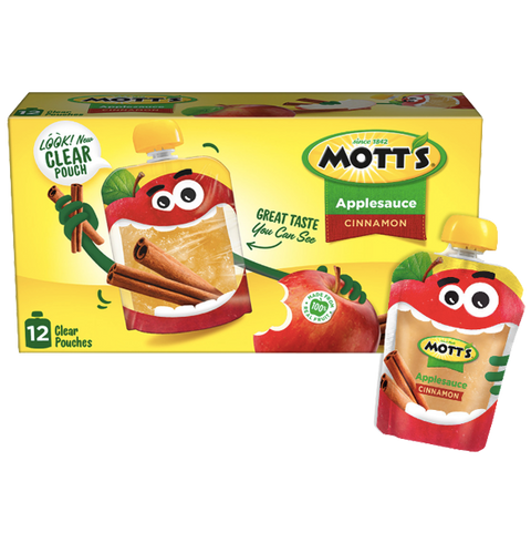 Mott's Applesauce Clear pouches, Cinnamon, 12 Ct - Water Butlers