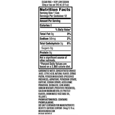 Diet Mountain Dew 12fl oz, 24 Count - Water Butlers