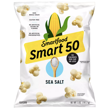 Smartfood Popcorn Bag, Smart 50 Sea Salt, 5oz