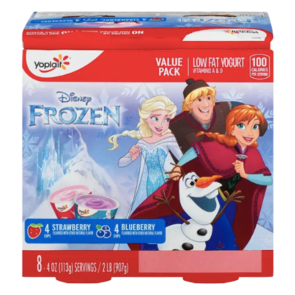 Yoplait Kids Yogurt Variety Pack, Frozen Disney Strawberry & Blueberry 8 Ct - Water Butlers
