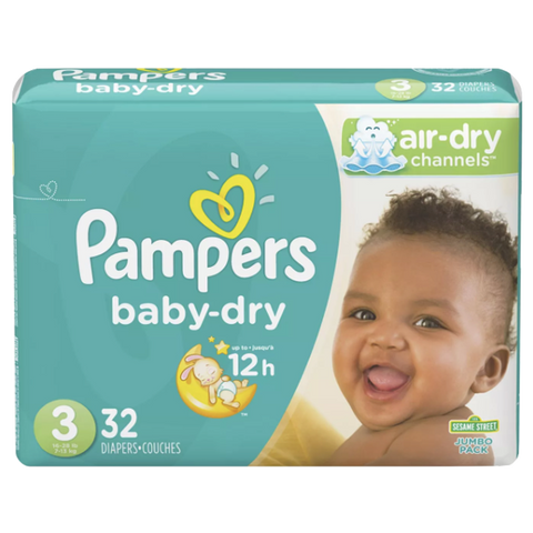 Pampers Baby Dry, Size 3 (32 Count) - Water Butlers