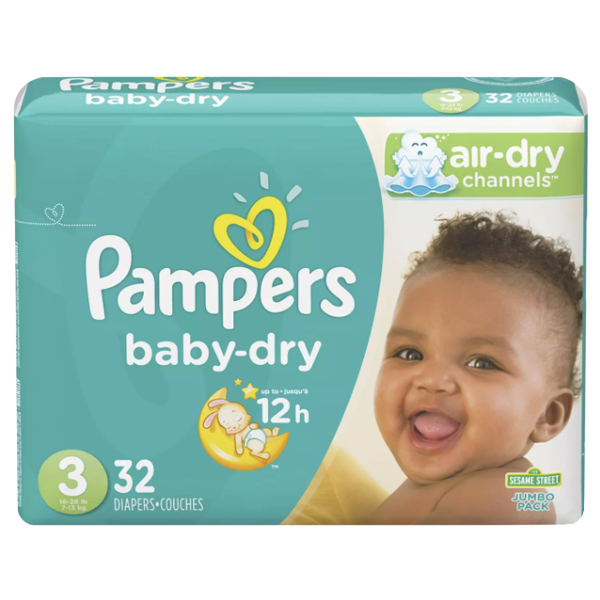 Pampers Baby Dry, Size 3 (32 Count) - Water Butlers