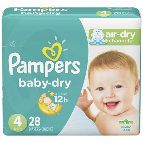 Pampers Baby Dry, Size 4 (28 Count) - Water Butlers