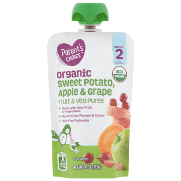 Parent's Choice Organic Puree, Sweet Potato Apple & Grape, 4 oz