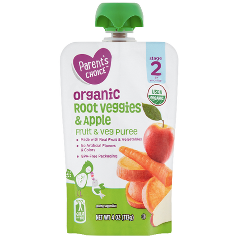 Parent's Choice Organic Puree, Root Veggies & Apple, 4 oz - Water Butlers