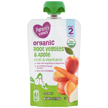Parent's Choice Organic Puree, Root Veggies & Apple, 4 oz