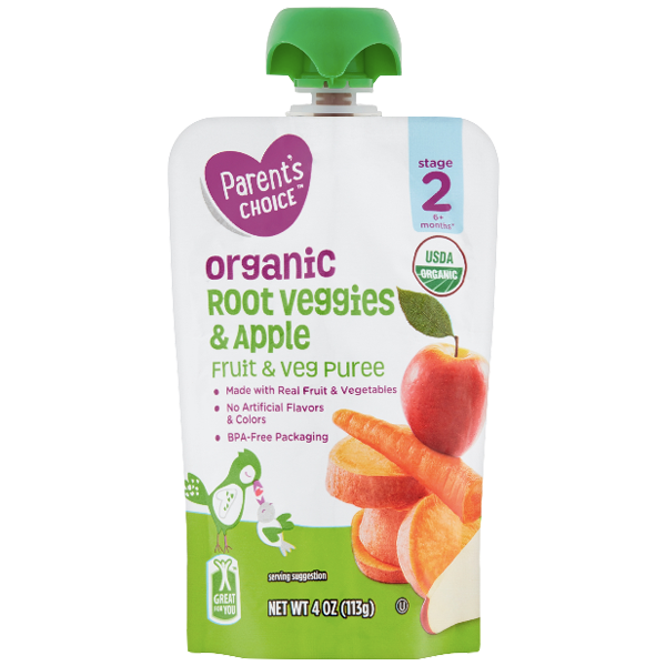 Parent's Choice Organic Puree, Root Veggies & Apple, 4 oz - Water Butlers