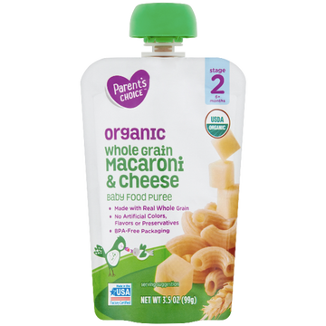 Parent's Choice Organic Puree, Whole Grain Macaroni & Cheese, 3.5 oz