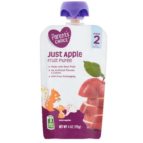 Parent's Choice Puree, Just Apple, 4 oz - Water Butlers