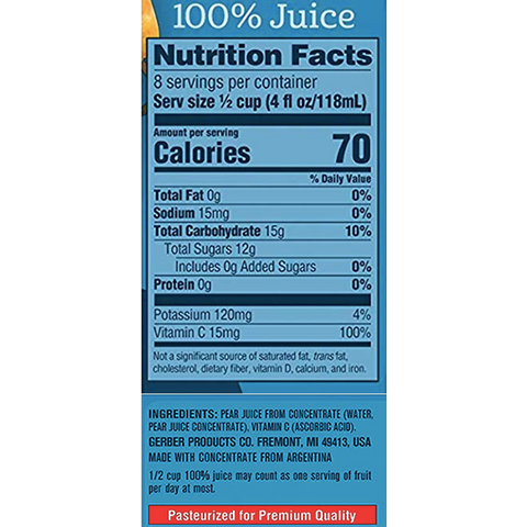 Gerber 100% Pear Juice, 32 oz - Water Butlers