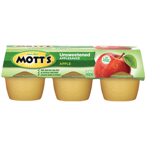 Mott's Applesauce Unsweetened Apple, 4oz Cups, 6 Ct - Water Butlers