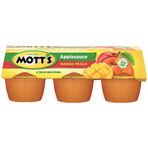 Mott's Applesauce Mango Peach, 4oz Cups, 6 Ct - Water Butlers