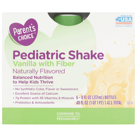 Parent's Choice Pediatric Shake 8oz, Vanilla With Fiber, 6 Ct - Water Butlers