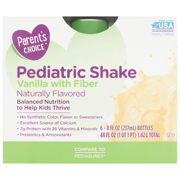 Parent's Choice Pediatric Shake 8oz, Vanilla With Fiber, 6 Ct - Water Butlers
