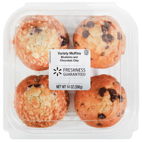 Blueberry & Chocolate Chip Muffins 14 oz, 4 Count - Water Butlers